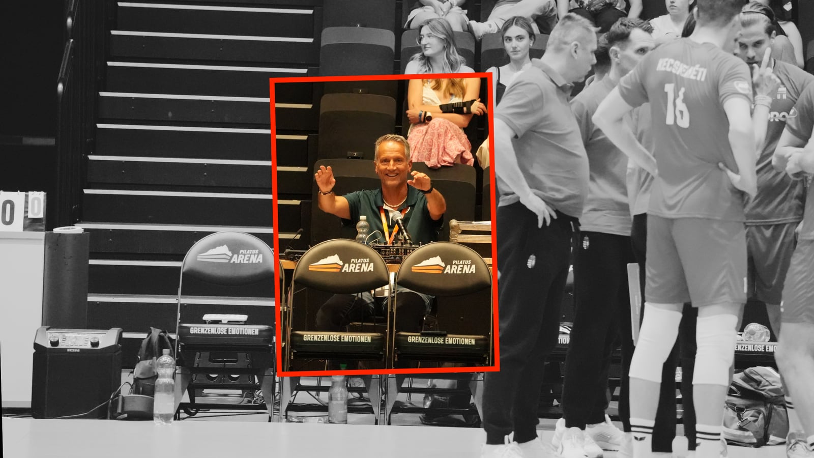 Tom Schnegg am Mikrofon, Pilatus Arena Kriens